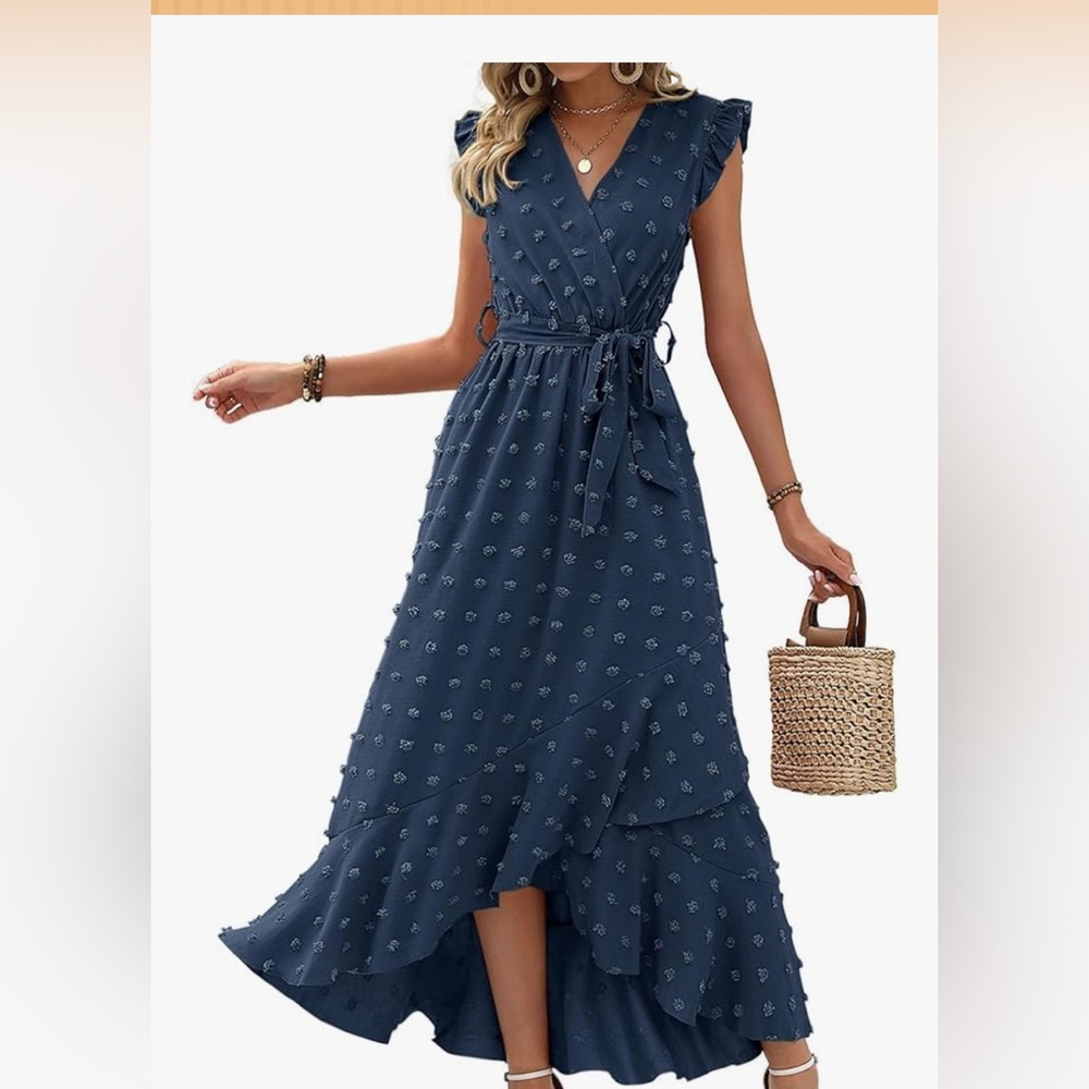 Blue Swiss Dot Maxi Dress
